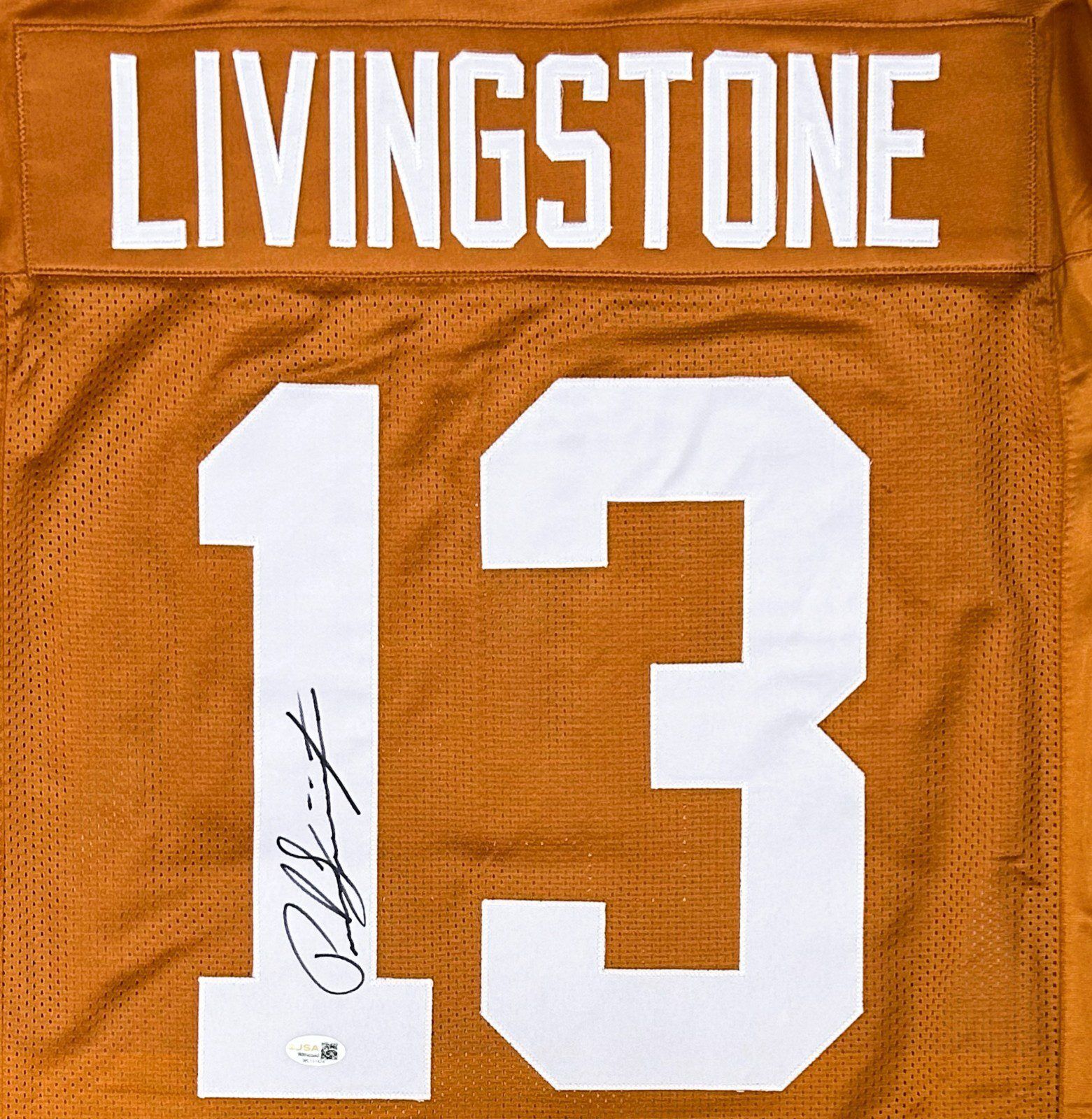 PARKER LIVINGSTONE AUTOGRAPHED CUSTOM BURNT ORANGE JERSEY JSA - Image 3