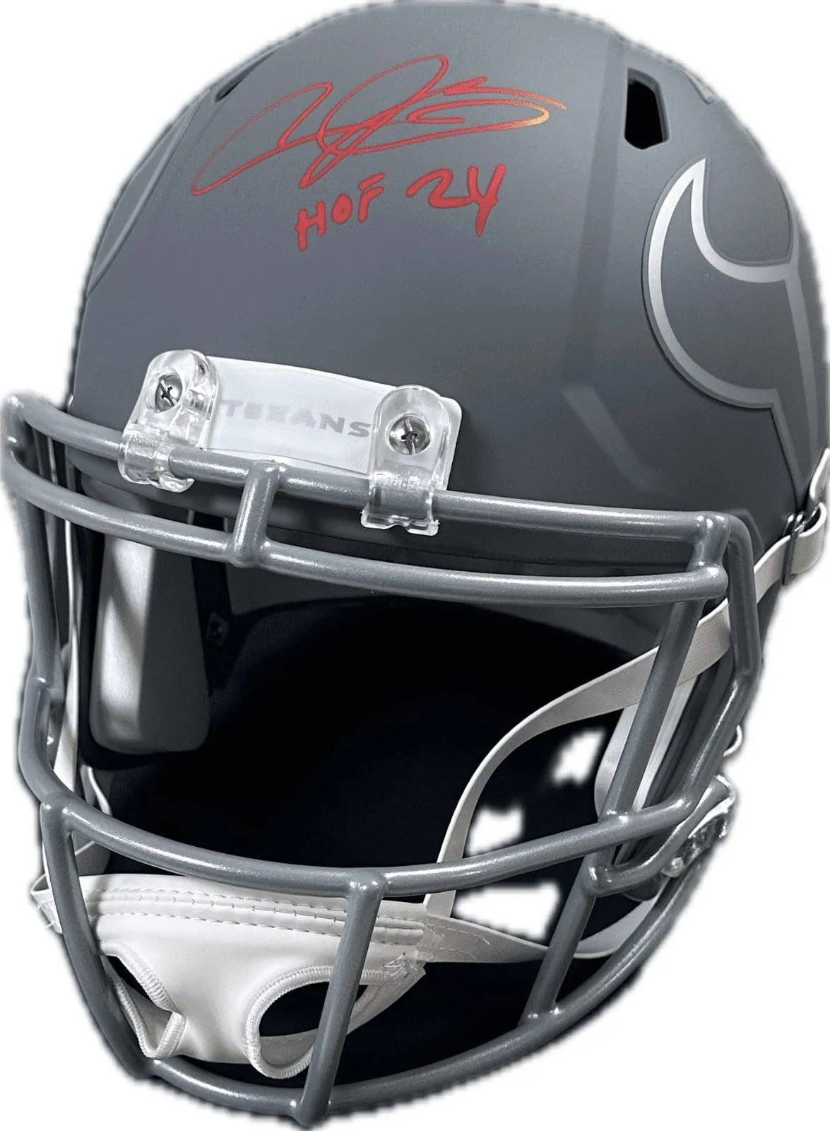 Andre Johnson Signed Houston Texans HOF 24 Full Size Helmet JSA Authen Gray