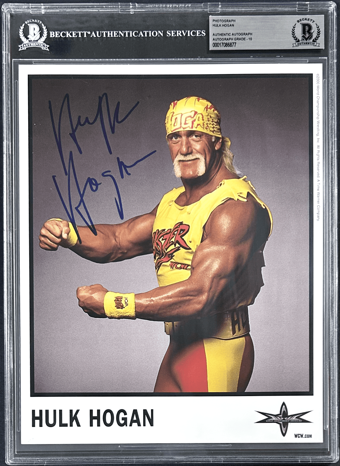 Hulk Hogan Signed Slabbed WCW Promo 8x10 Photo Beckett Auto 10