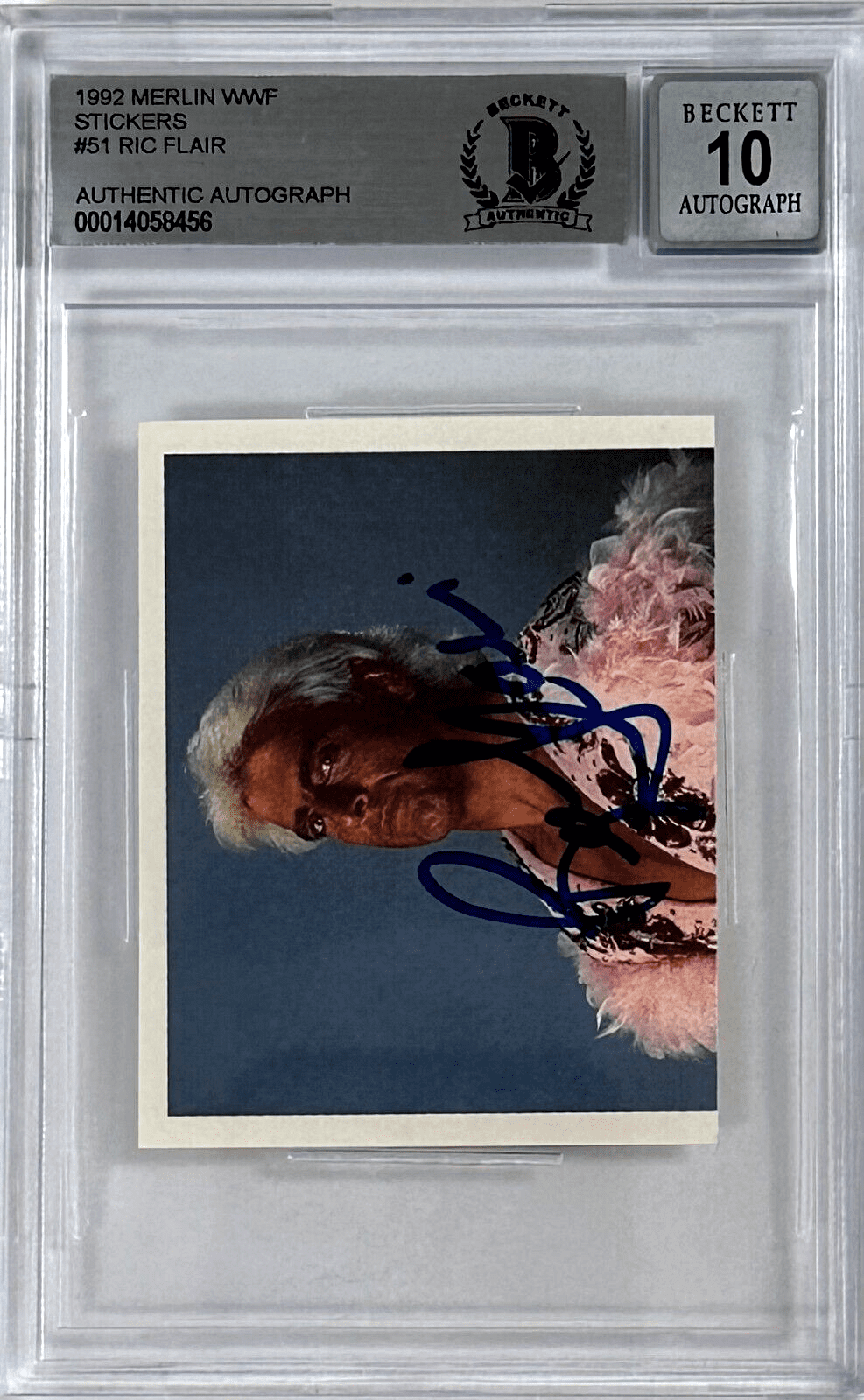 Ric Flair Signed 1992 Merlin WWF Sticker Card #51 Beckett Auto 10