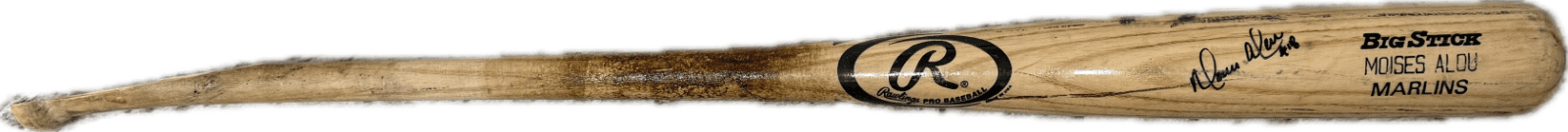 Moises Alou Signed Game Used Cracked Rawlings Big Stick Pro Model Bat Marlins