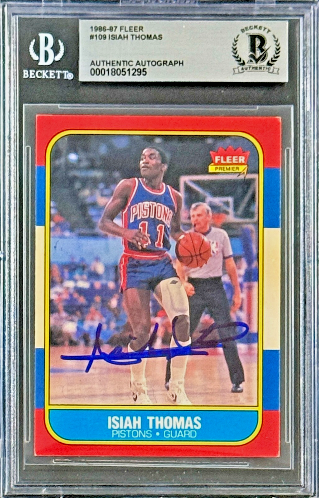 Isiah Thomas Signed Autographed 1986-87 Fleer Card #109 Beckett 18051295