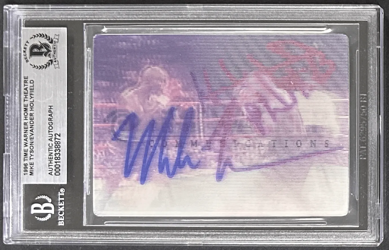 Mike Tyson Evander Holyfield Signed 1996 Time Warner Card /15,000 BAS 18338872