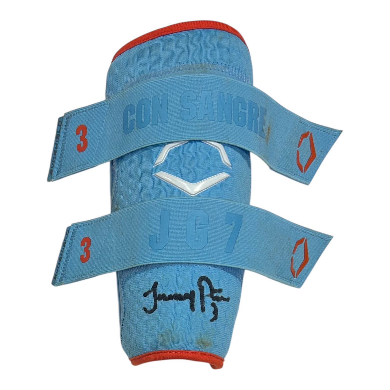 JEREMY PENA SIGNED 2025 SEASON GAME USED EvoSHIELD PROTECTIVE GEAR SET Baby Blue - Image 3