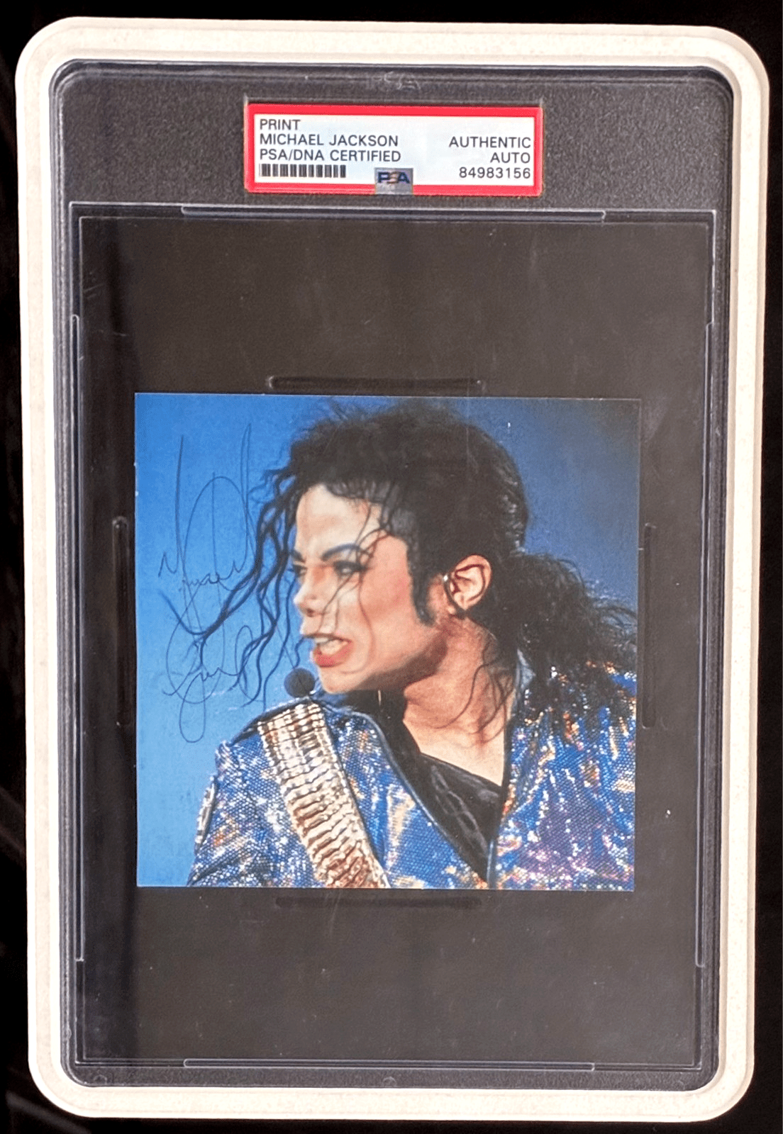 MICHAEL JACKSON AUTOGRAPHED FRAMED PRINT PSA 84983156 THRILLER THE