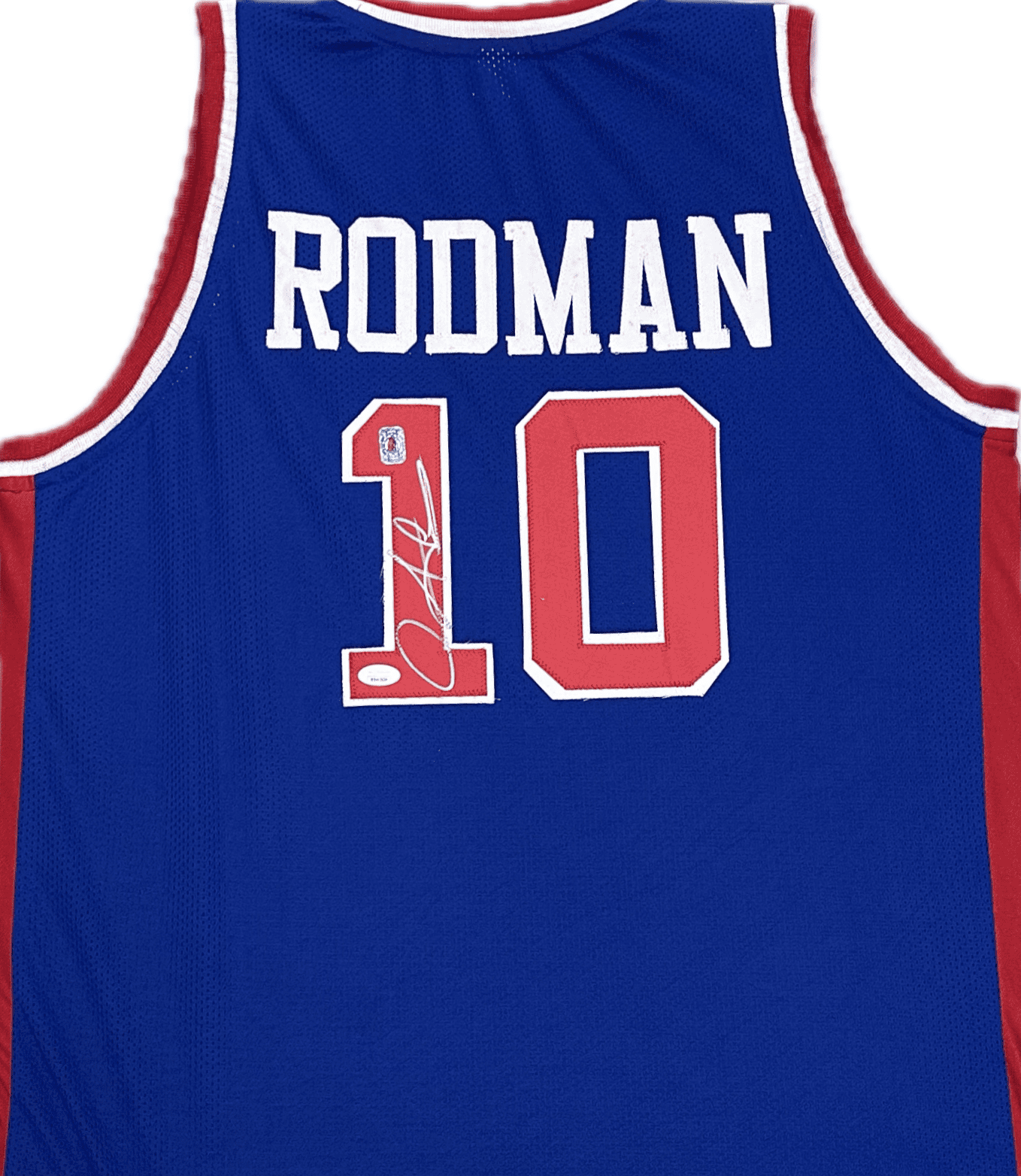 Dennis Rodman Signed Autographed Custom Blue/Red Jersey JSA