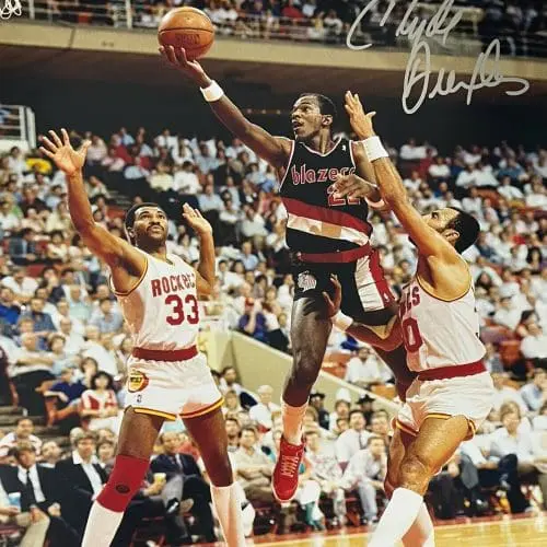 Hakeem Olajuwon Clyde Drexler Original Court Piece The