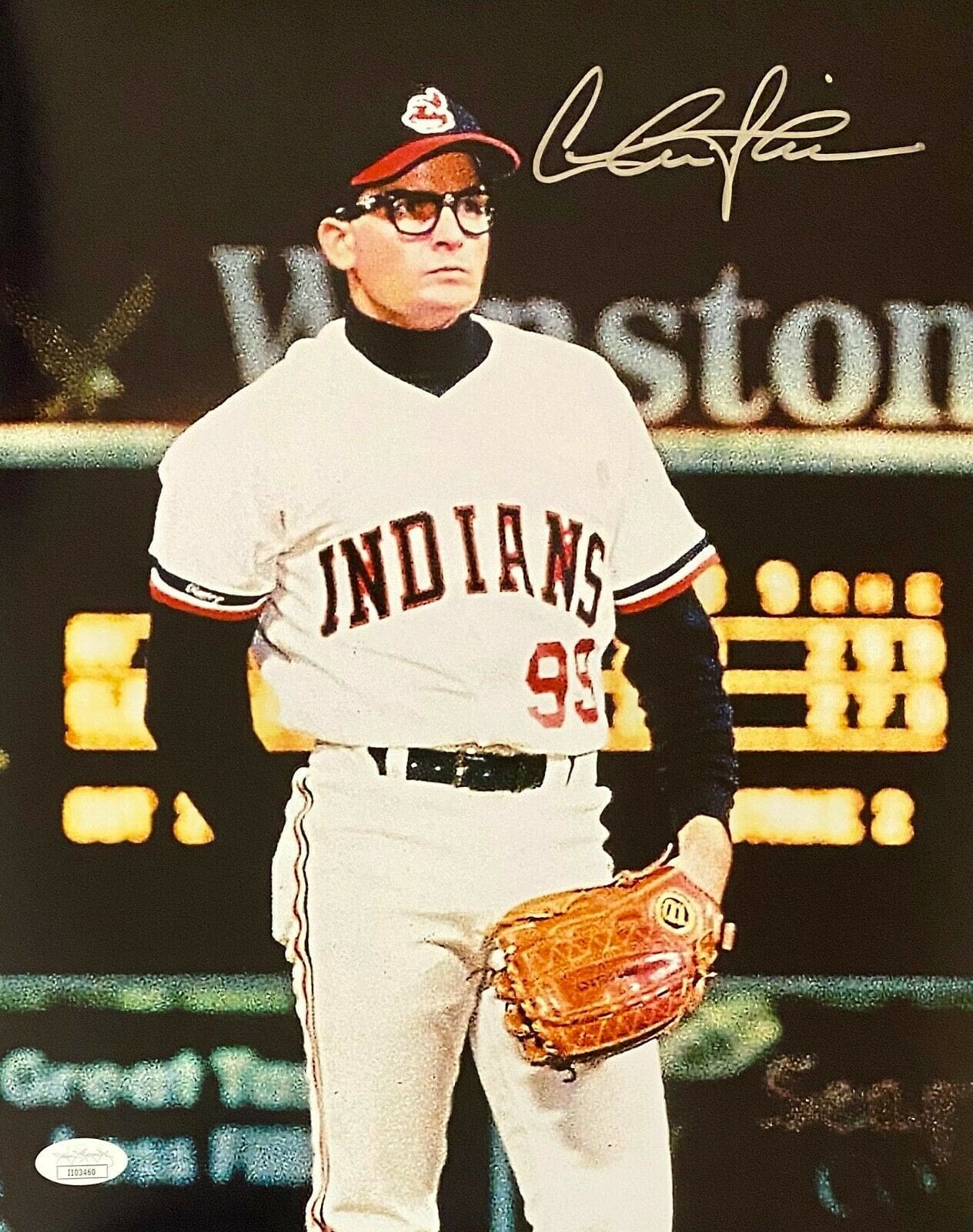 Framed Autographed/Signed Charlie Sheen 33x42 Wild Thing Ricky