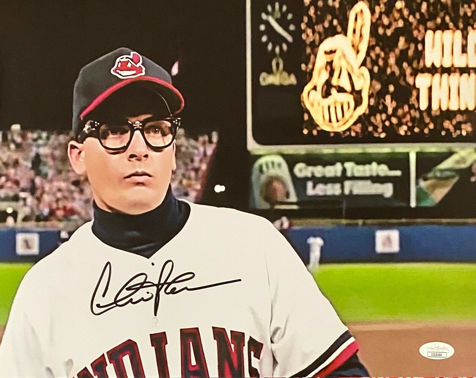 Charlie Sheen Signed Major League Wild Thing Indians 35x43 Custom Framed  Jersey (JSA COA) (Imperfect)