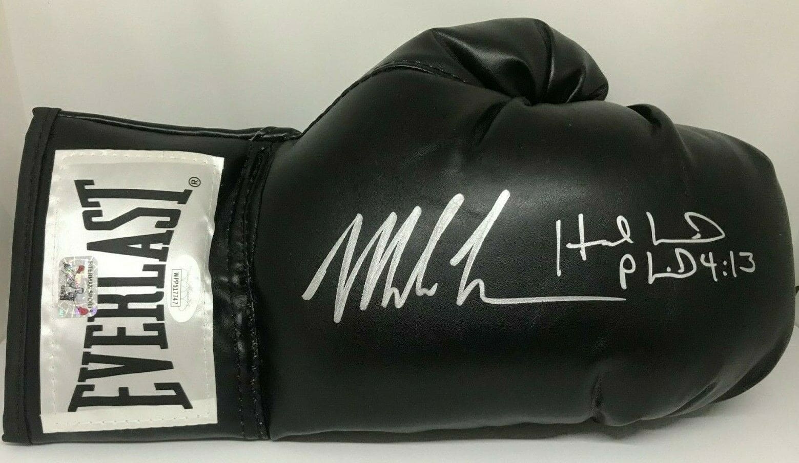 Evander Holyfield Autographed Black Everlast Boxing Glove LH JSA Stock #178297 