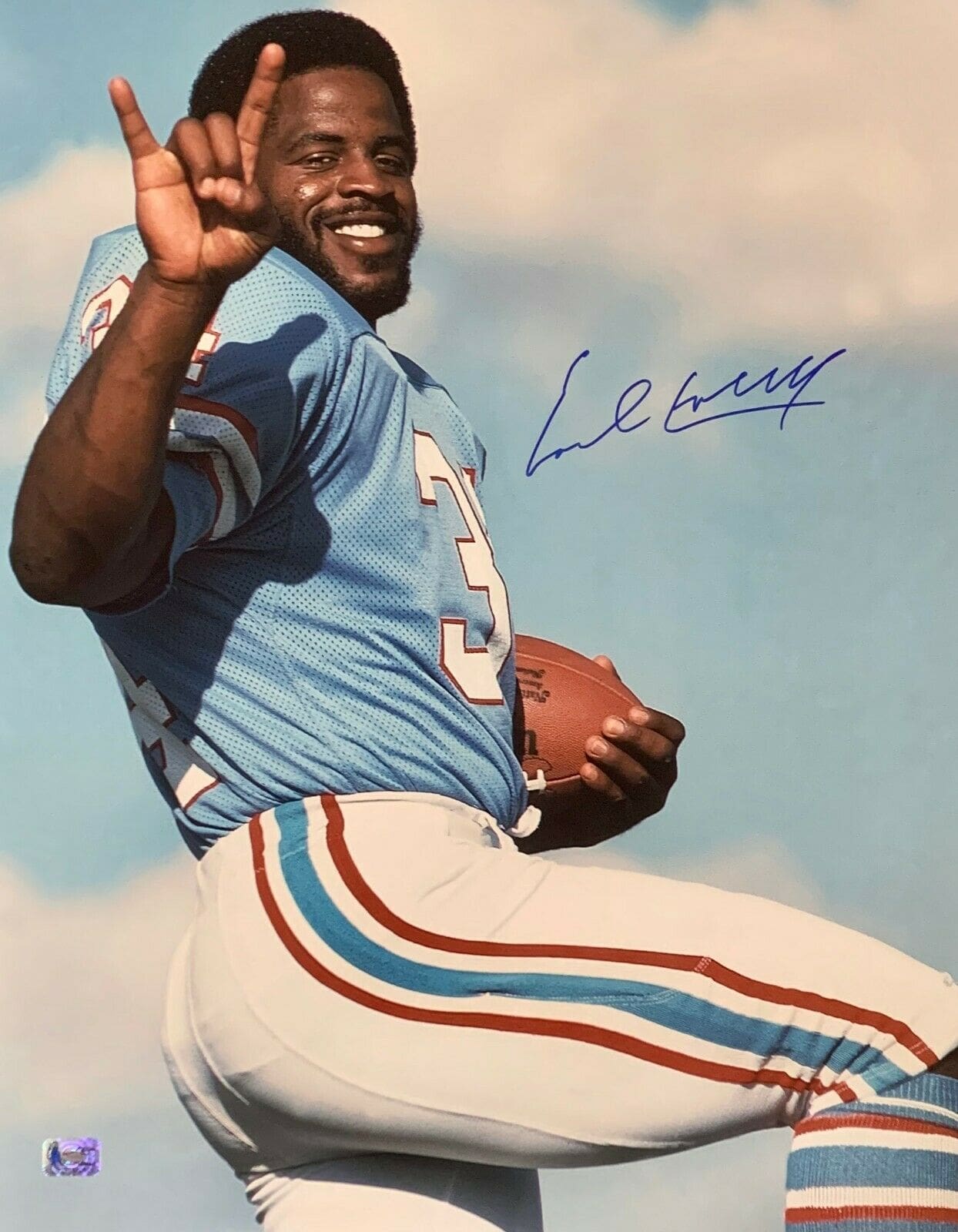 Earl Campbell Autographed Houston Oilers Jersey Framed BAS Signed
