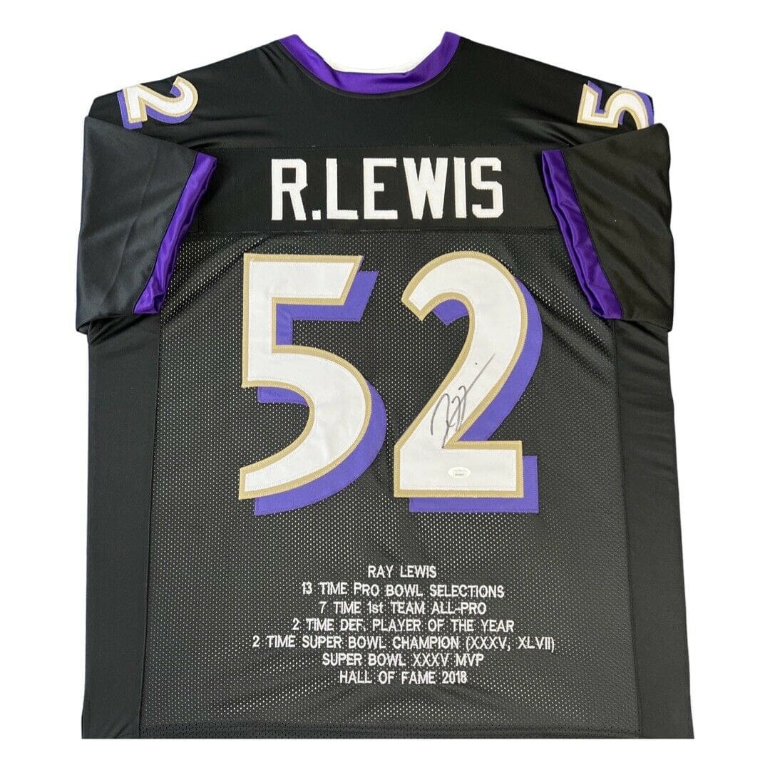 Ray Lewis Signed Autographed Black Jersey JSA Authenticated STATS