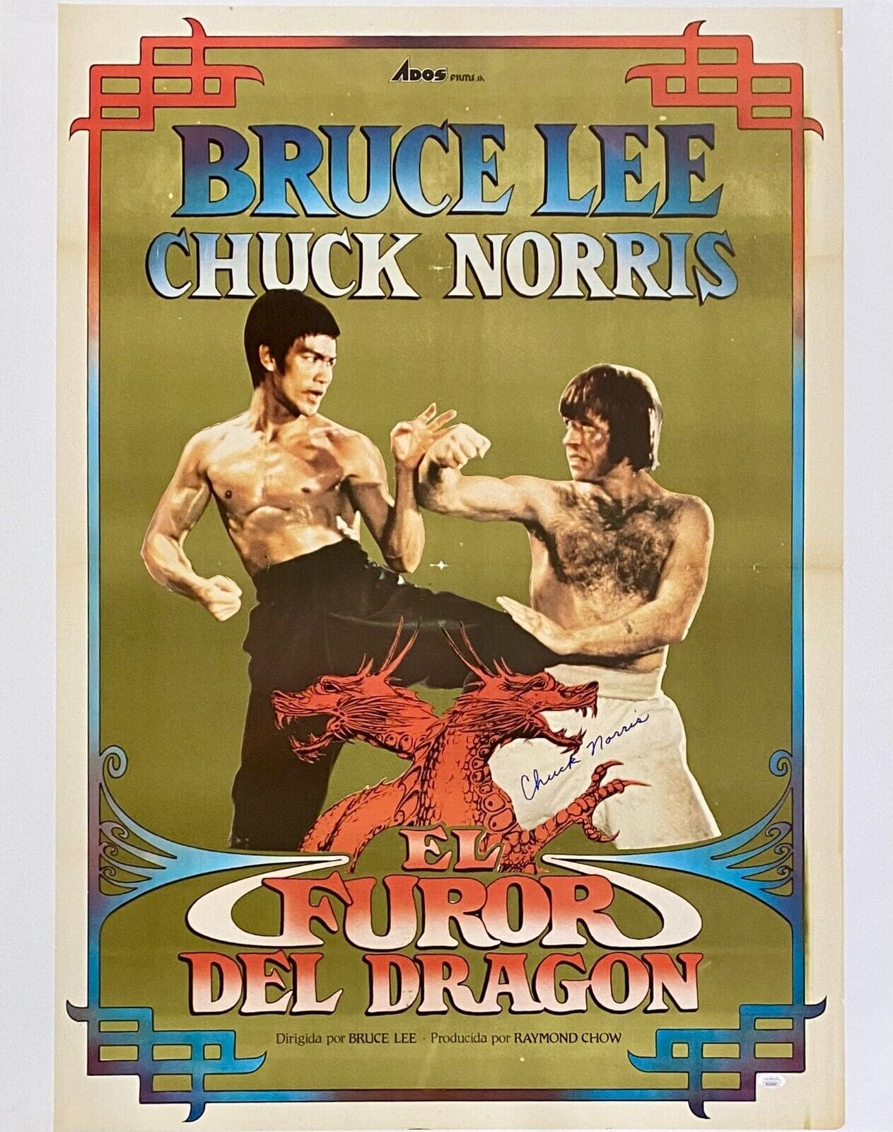 Chuck Norris Signed Way of the Dragon Spanish Original Movie Poster JSA  WA216410 – Fiterman Sports Group