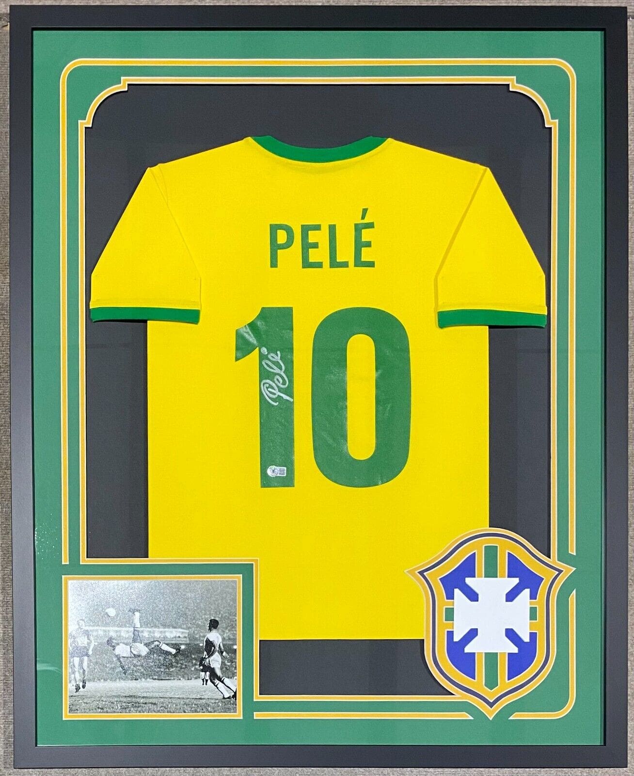 Pele Signed Yellow Brazil Soccer Jersey BAS