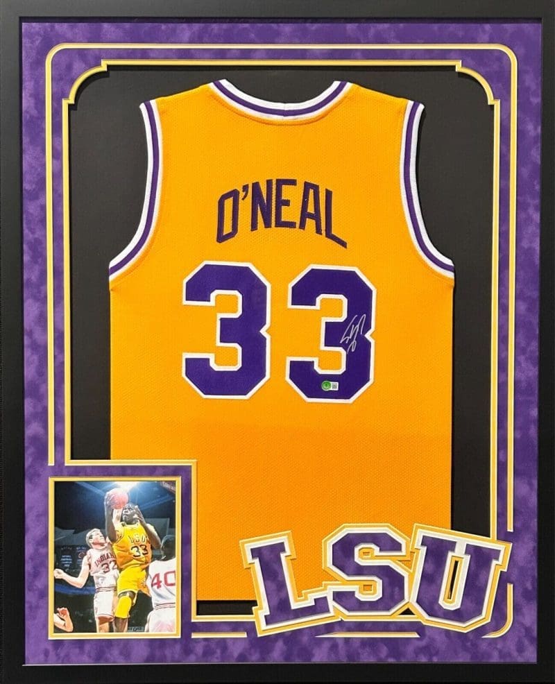 Shaquille "Shaq" O'Neal Signed Framed Yellow Jersey Beckett Cut Out Logo