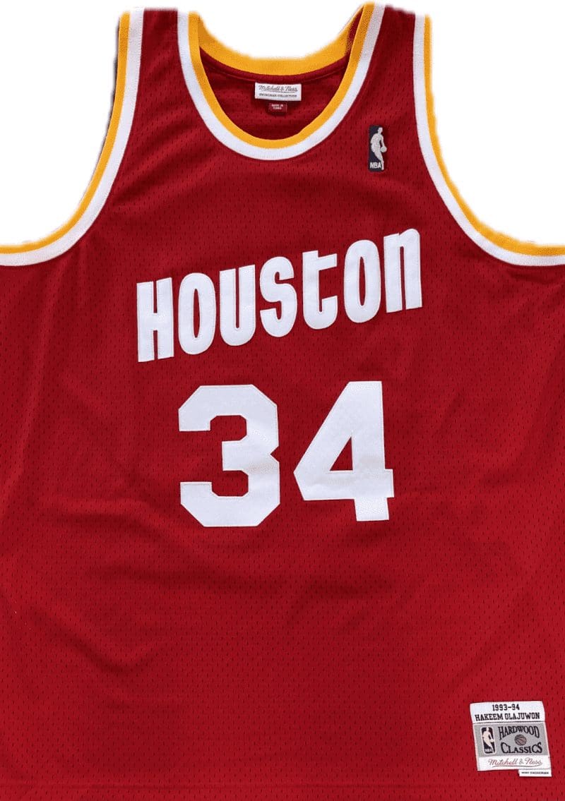Hakeem Olajuwon Signed 93-94 Mitchell & Ness Hardwood Classics Rockets Jersey JS - Image 3