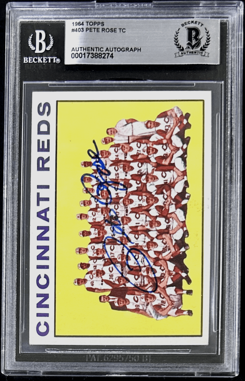 Pete Rose Signed TC 1964 Topps Card #403 Beckett 17388274 Cincinnati Reds
