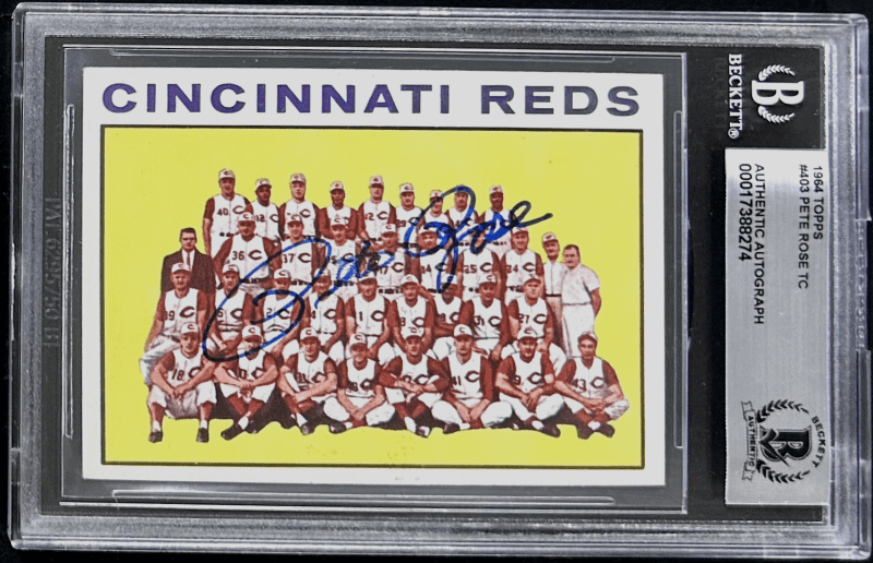 Pete Rose Signed TC 1964 Topps Card #403 Beckett 17388274 Cincinnati Reds - Image 2
