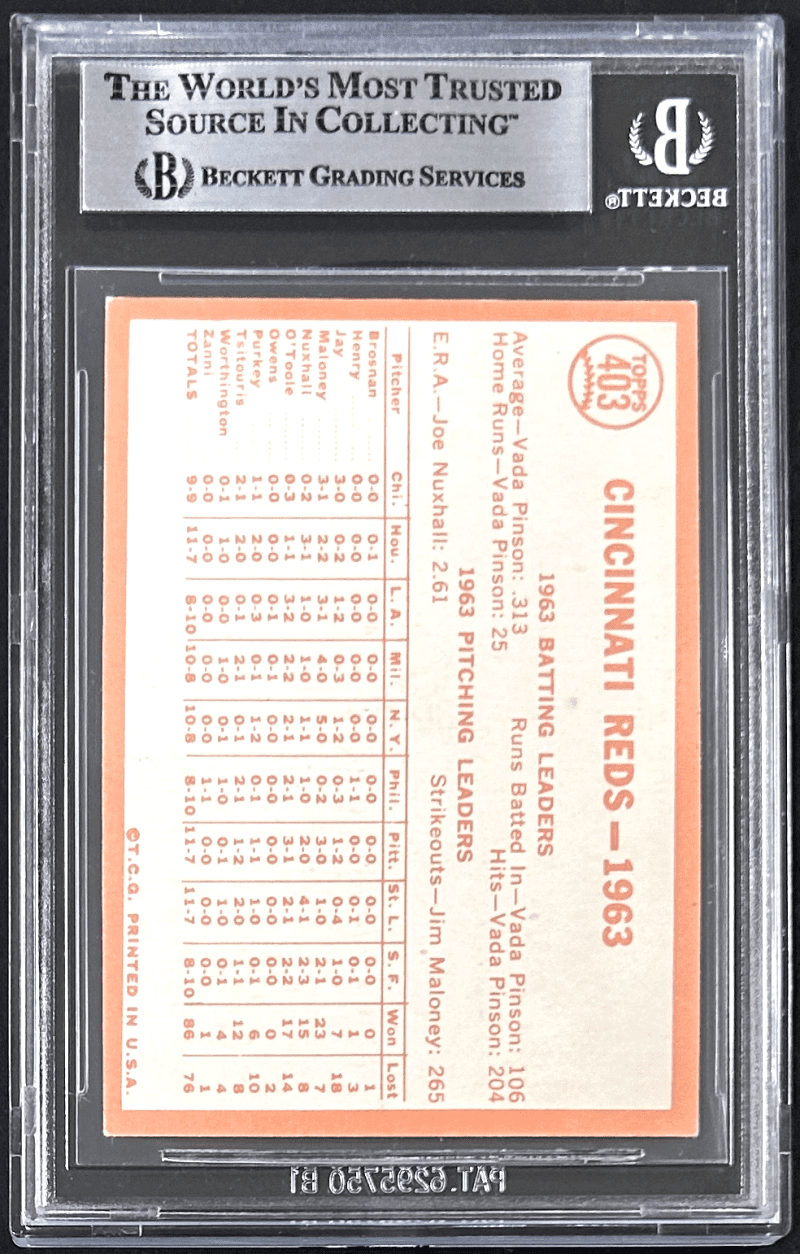 Pete Rose Signed TC 1964 Topps Card #403 Beckett 17388274 Cincinnati Reds - Image 3