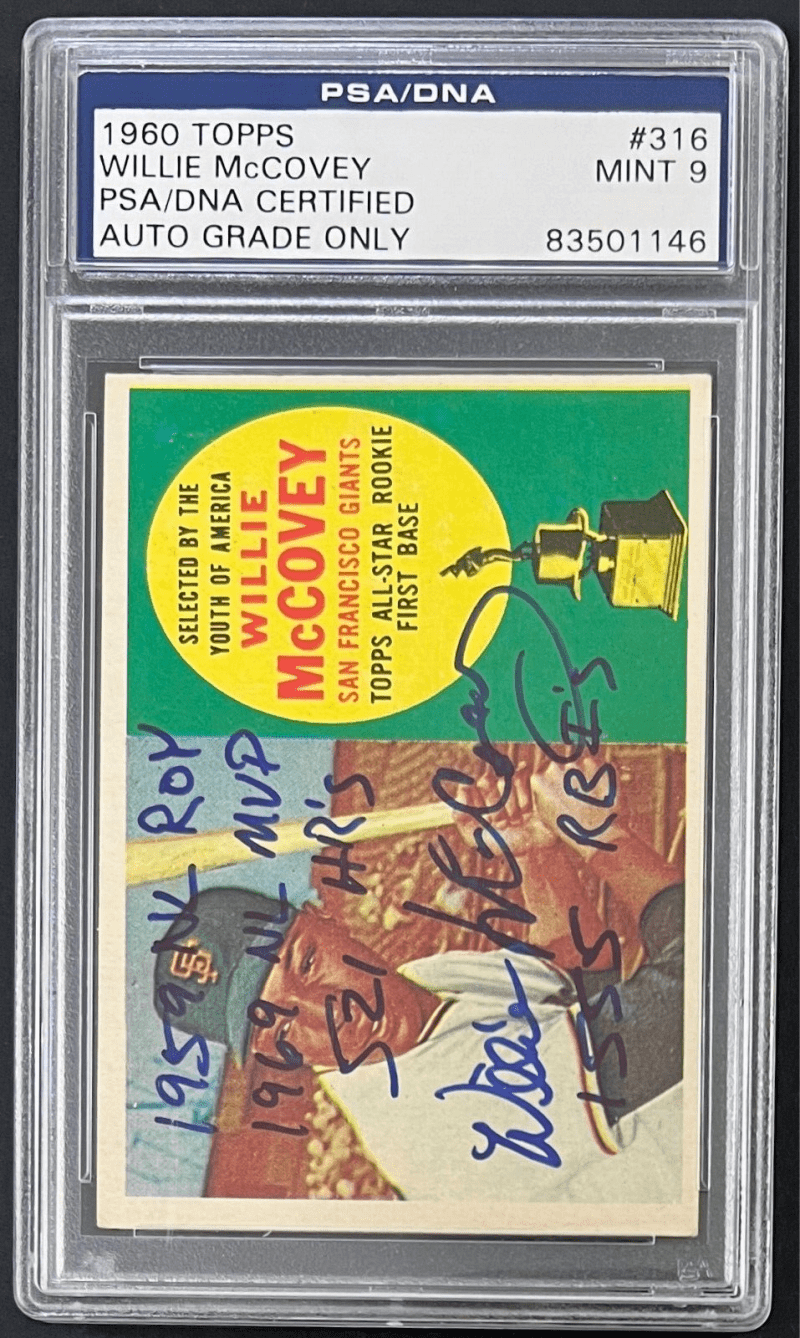 Willie McCovey Signed 1960 Topps Card #316 PSA/DNA Auto 9 83501146 w/4 Inscrip - Image 2