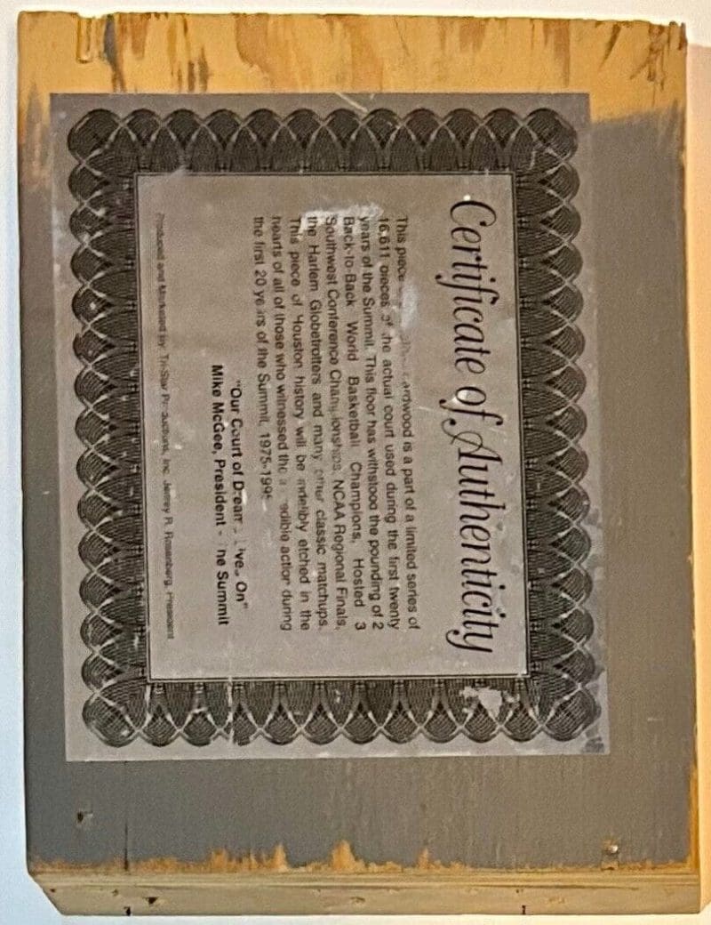 Hakeem Olajuwon & Clyde Drexler Original Floor Piece from The Summit Rockets JSA - Image 2