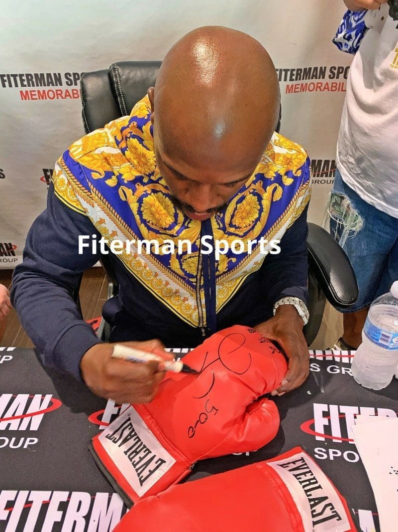Floyd Mayweather Jr. Signed Autographed Red Boxing Glove JSA Left WA423694 - Image 3