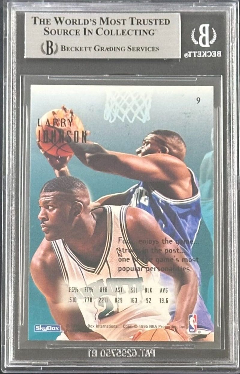 Larry Johnson 1994-95 Skybox Emotion Card #9 Beckett Authentication - Image 2