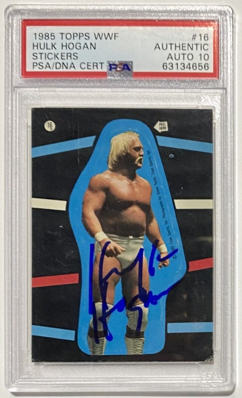 Hulk Hogan 1985 Topps WWF Sticker #16 PSA/DNA Cert Authentic Auto 10