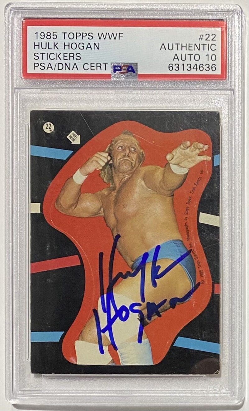 Hulk Hogan 1985 Topps WWF Sticker Card #22 PSA/DNA Cert Authentic Auto 10