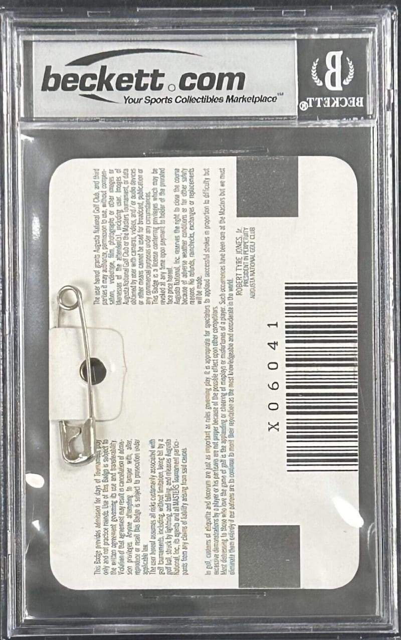 Tiger Woods 1997 Masters Badge Woods 1st Masters Win Beckett 6 EX-MT 15976622 - Image 2