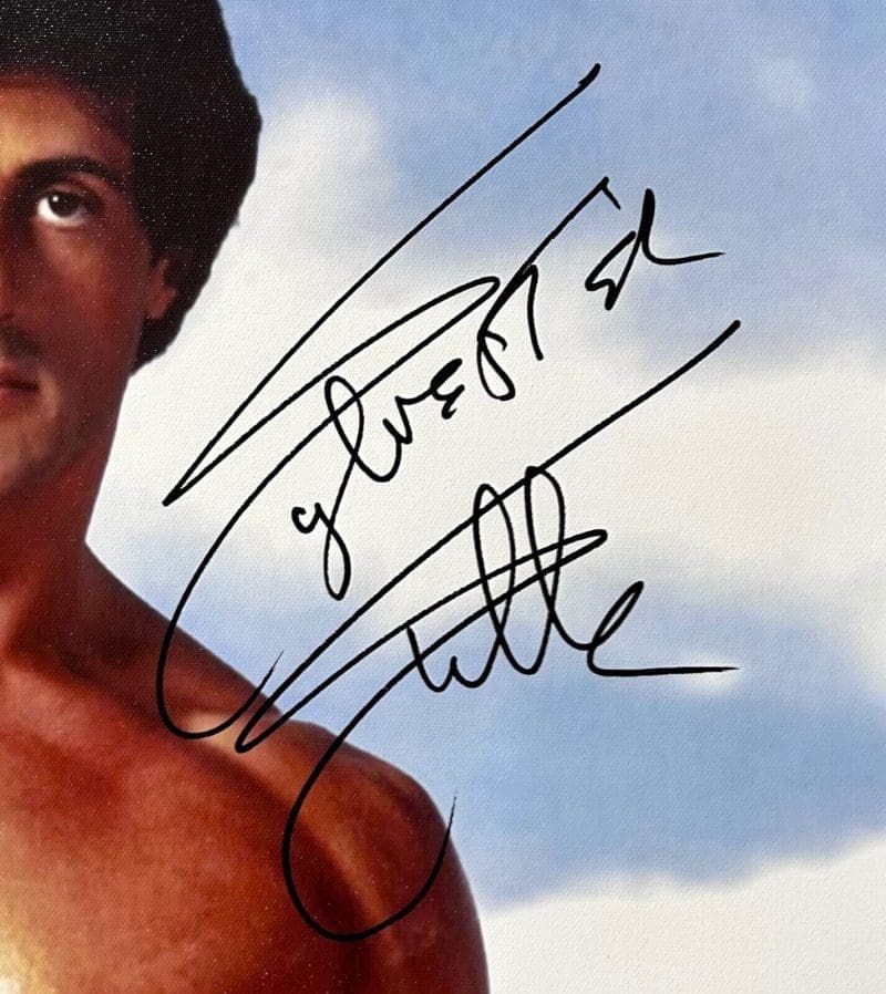 Sylvester Stallone Signed Rocky III Unstretched Canvas 24x36 Beckett Authen A - Image 2