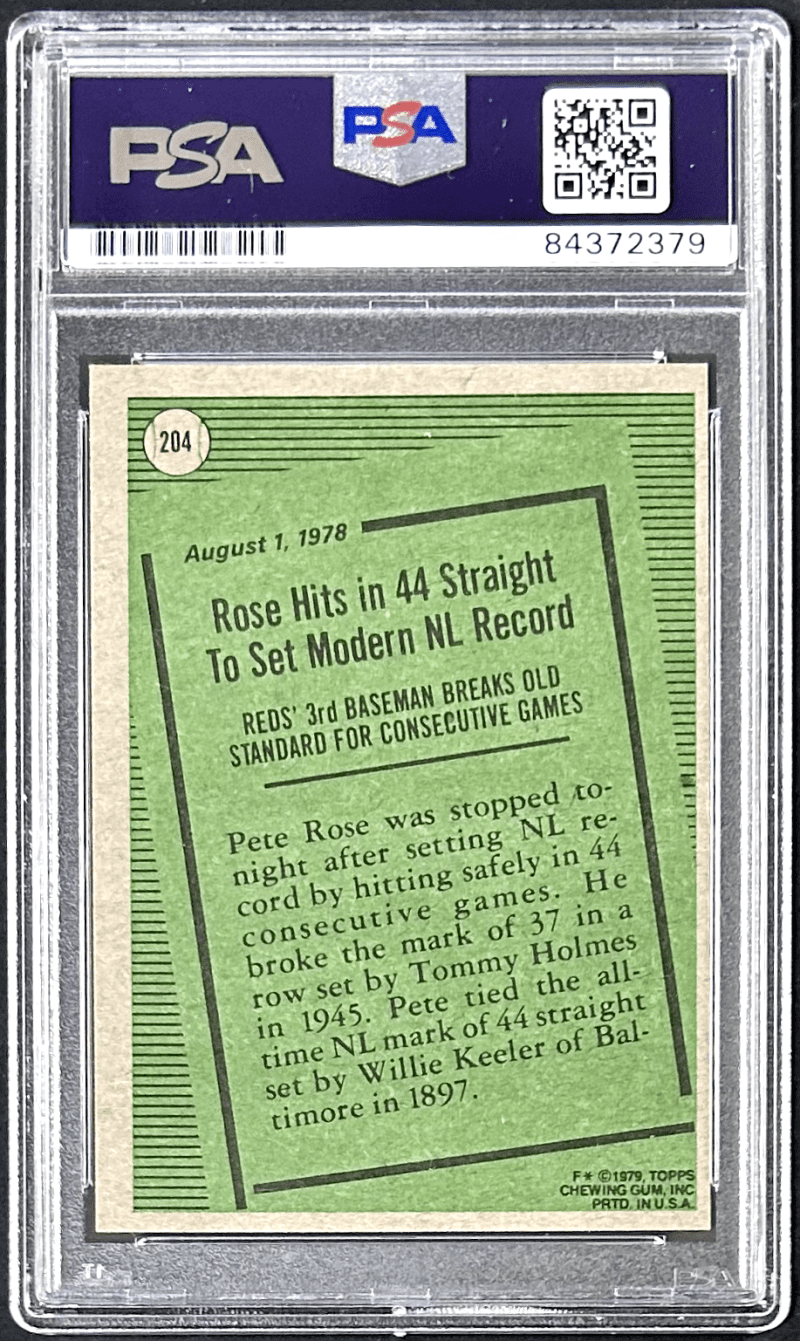 Pete Rose Signed 1979 Topps Card #204 PSA/DNA Cincinnati Reds - Image 2
