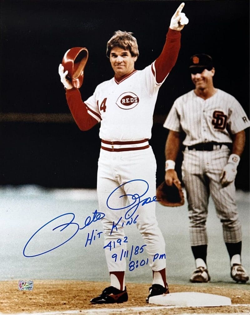 Pete Rose Signed 16x20 Photo Pete Rose Exclusive Hologram Hit King 9/11/85