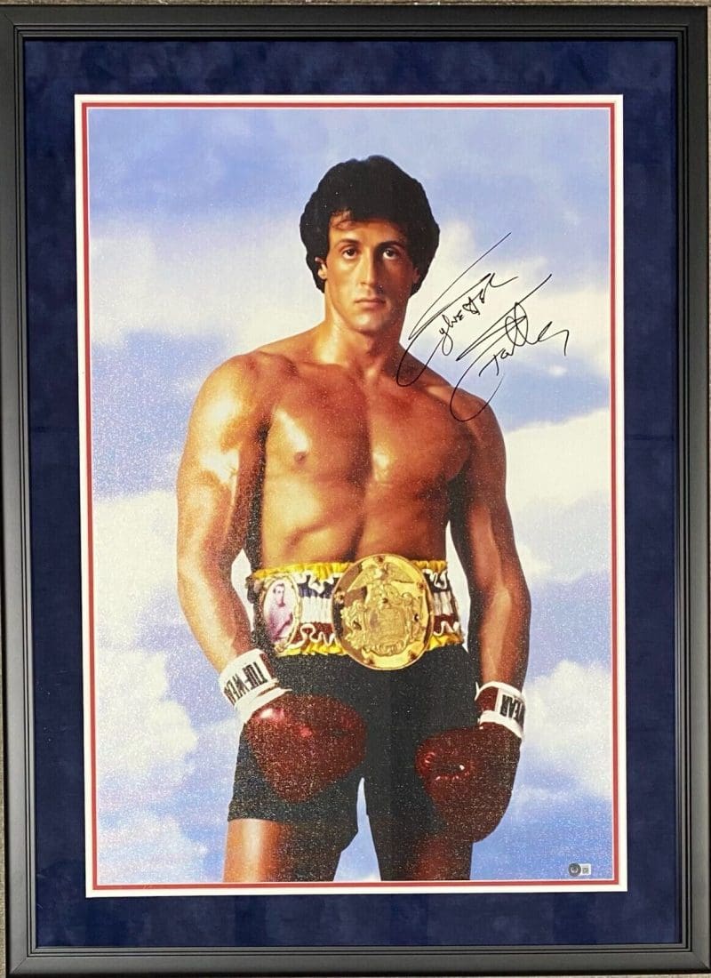 Sylvester Stallone Signed Rocky III Framed Canvas 24x36 Beckett Athen A