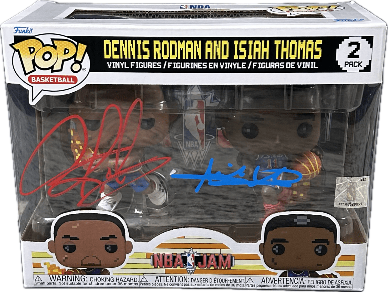 Dennis Rodman Isiah Thomas Signed NBA Jam Funko POP Figure 2 Pack JSA Authentic