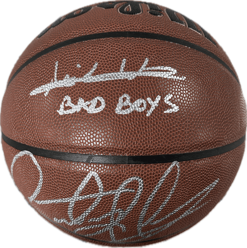Isiah Thomas Dennis Rodman  BAD BOYS Signed Wilson Trophy Series Basketball JSA - Image 2