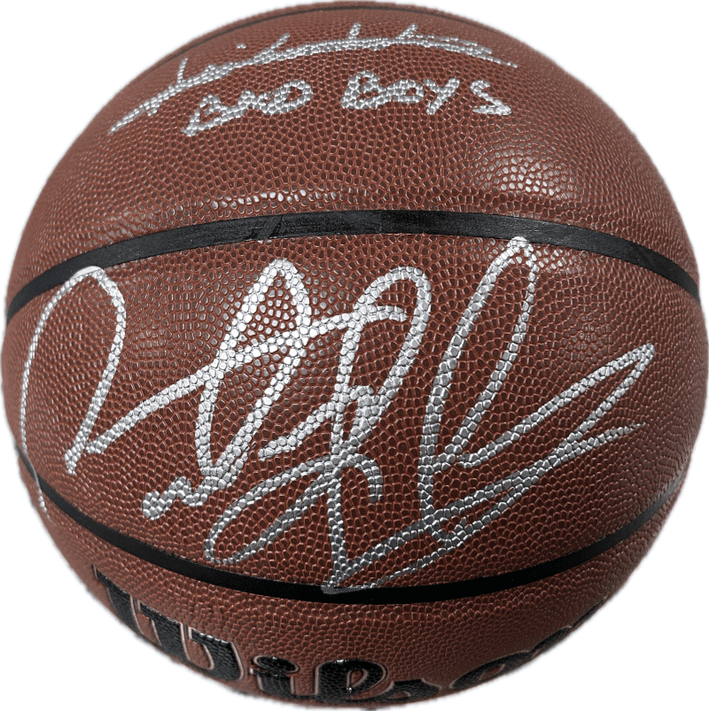 Isiah Thomas Dennis Rodman  BAD BOYS Signed Wilson Trophy Series Basketball JSA - Image 3