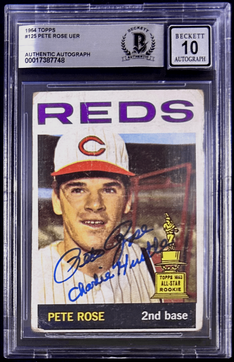 Pete Rose Signed 1964 Topps UER Card 125 Beckett Auto 10 Reds All Star Rookie CH