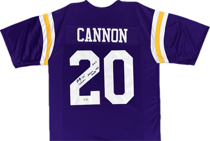 Billy Cannon Signed Autographed Custom Purple/White Jersey Beckett Authentic HOF