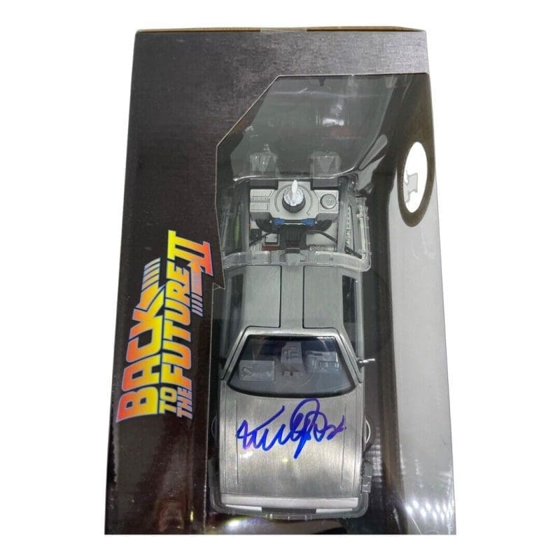 Michael J. Fox Signed Marty McFly Back to the Future DeLorean Diecast Car JSA - Image 2