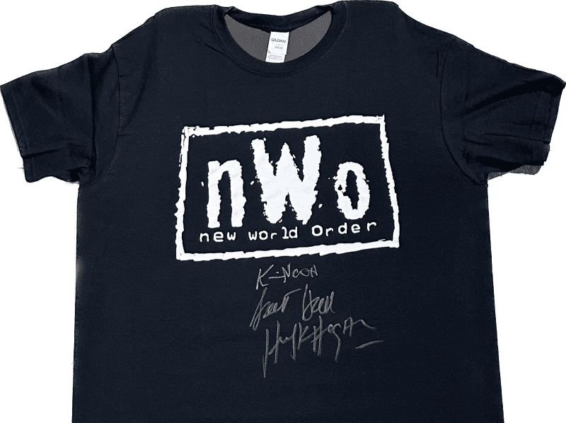 Hulk Hogan Kevin Nash Scott Hall Signed Autographed Black Shirt JSA Authen