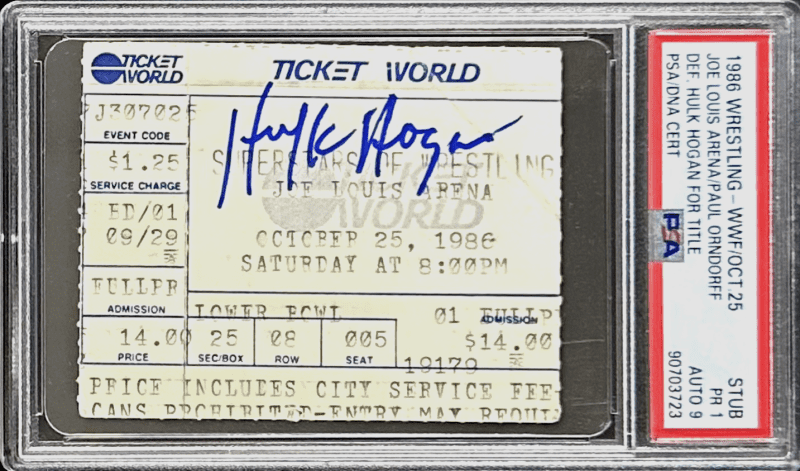 Hulk Hogan Signed Superstars of Wrestling 1986 WWF Ticket Stub PSA PR 1 Auto 9