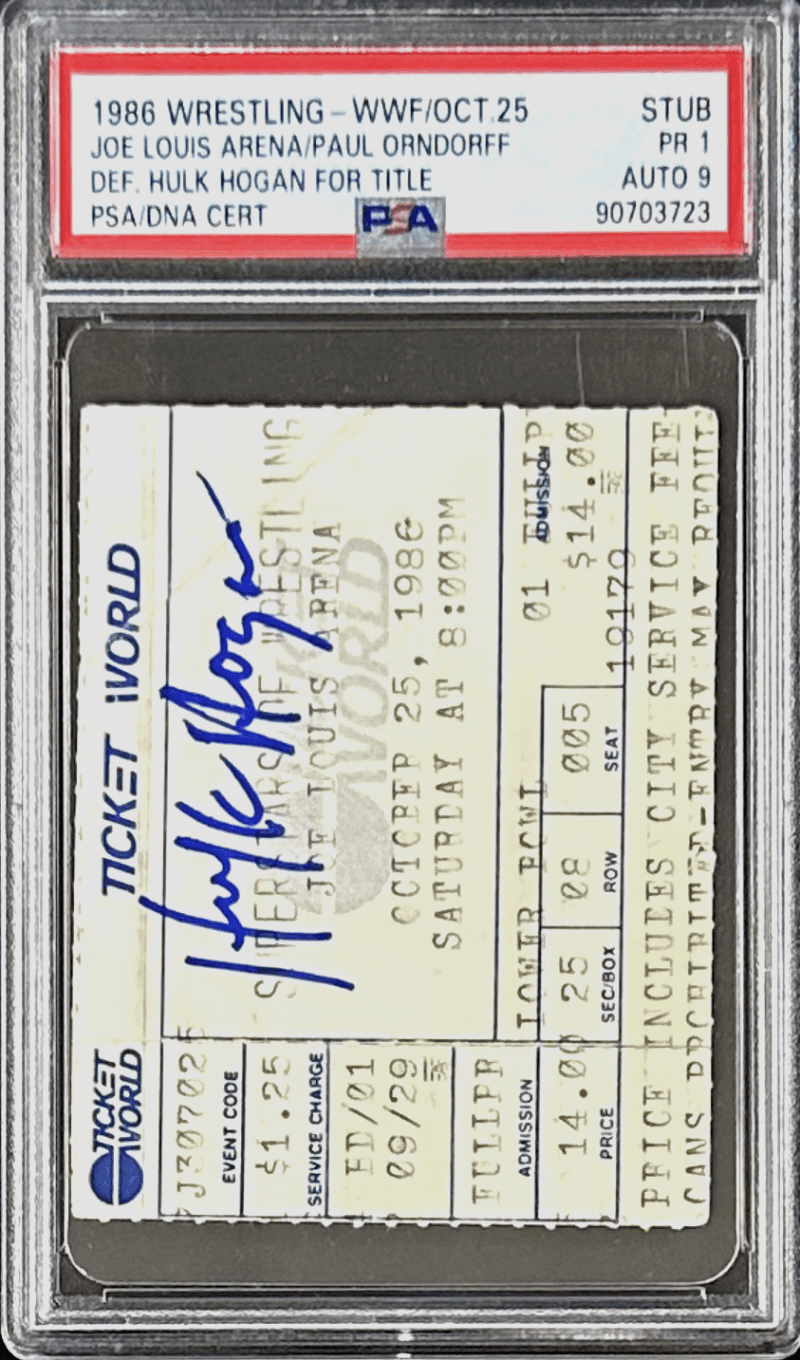 Hulk Hogan Signed Superstars of Wrestling 1986 WWF Ticket Stub PSA PR 1 Auto 9 - Image 2