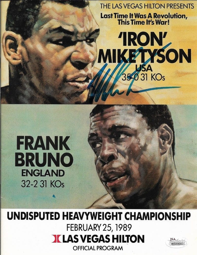 Mike Tyson Frank Bruno Original Fight Program Autographed Signed JSA W689663