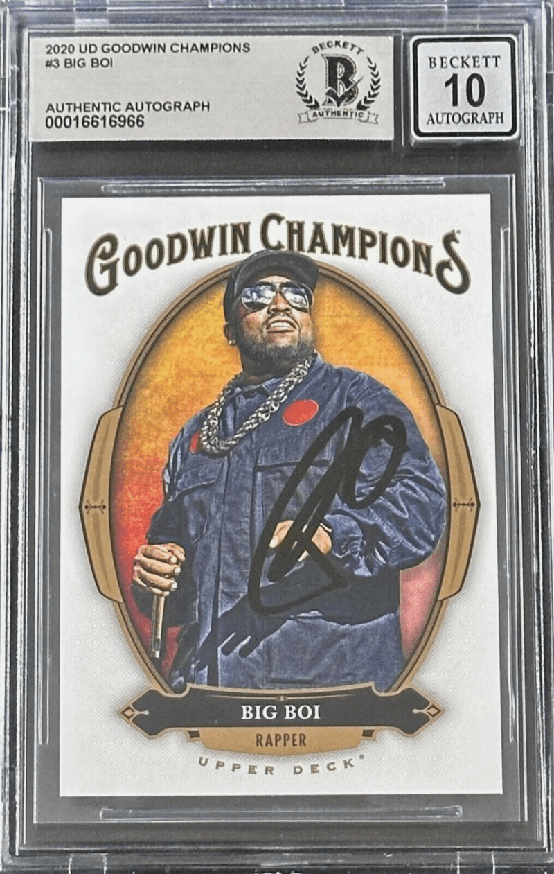 Big Boi Signed 2020 Upper Deck Goodwin Champions Card #3 BAS 16616966 Auto 10