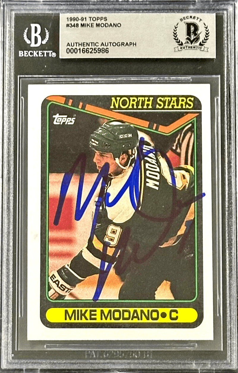 Mike Modano Signed 1990-91 Topps Card #348 Beckett 16625986
