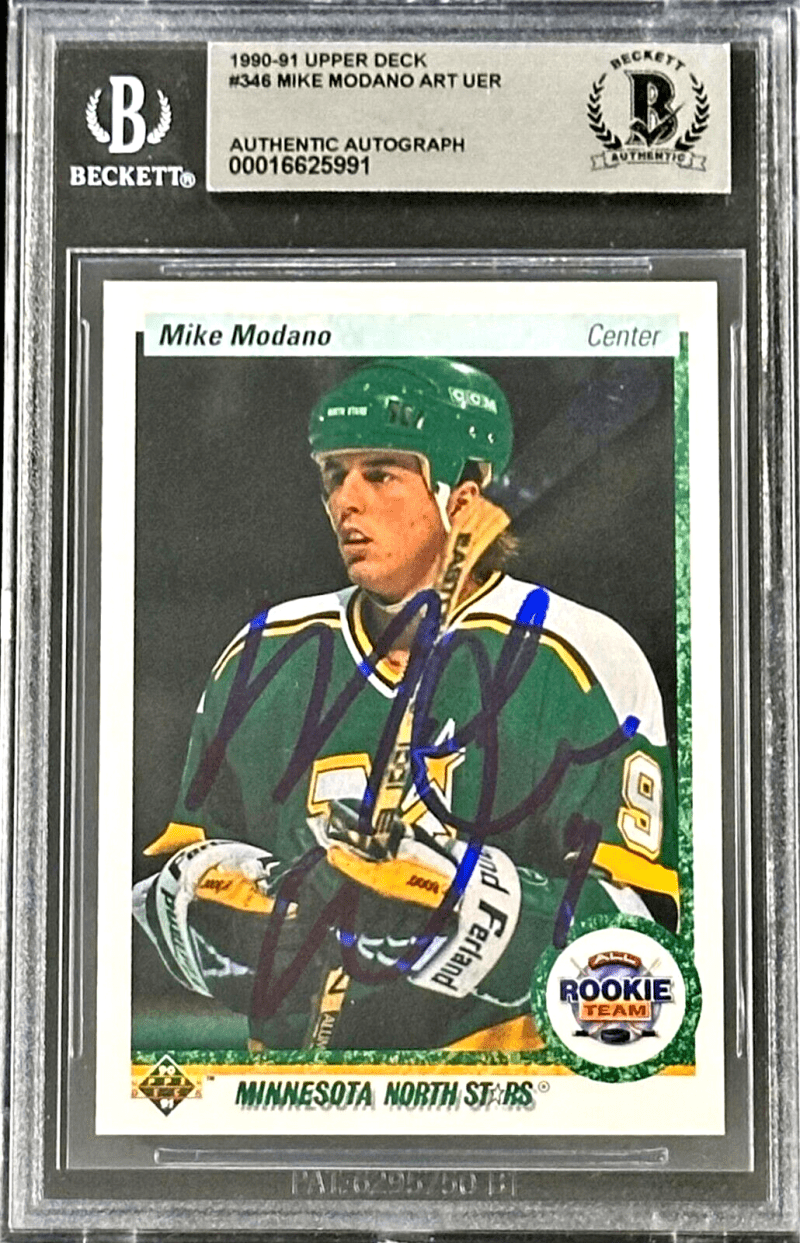 Mike Modano Signed 1990-91 Upper Deck Card #346 Beckett 16625991