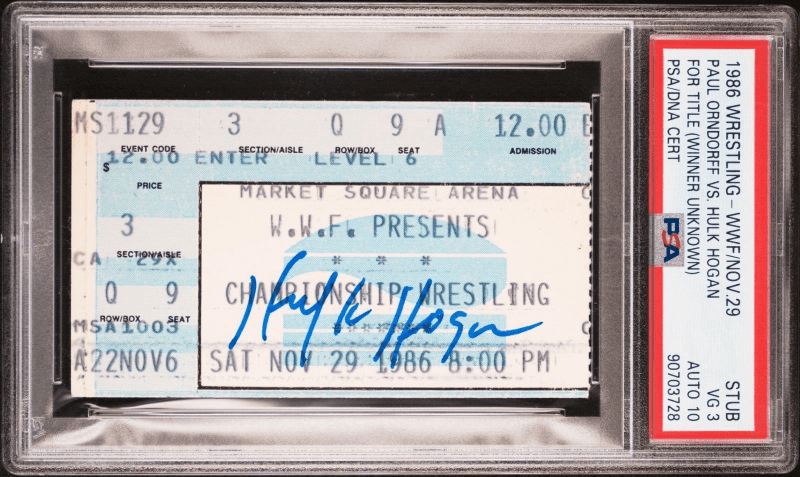 Hulk Hogan Signed 1986 WWF Wrestling Nov. 29 PSA Stub VG 3 Auto 10 Orndorff