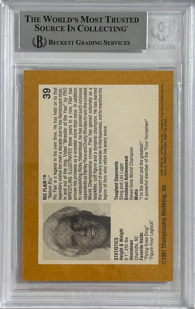 Ric Flair Signed 1991 Championship Marketing Beckett WCW #39 15989492 - Image 2