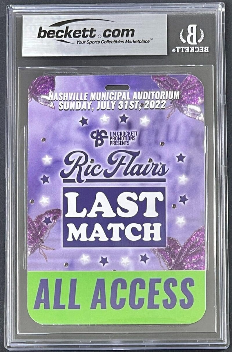 Ric Flair Signed Ric Flair's Last Match All Access Pass Jul. 31 2022 Becket NM 7 - Image 2